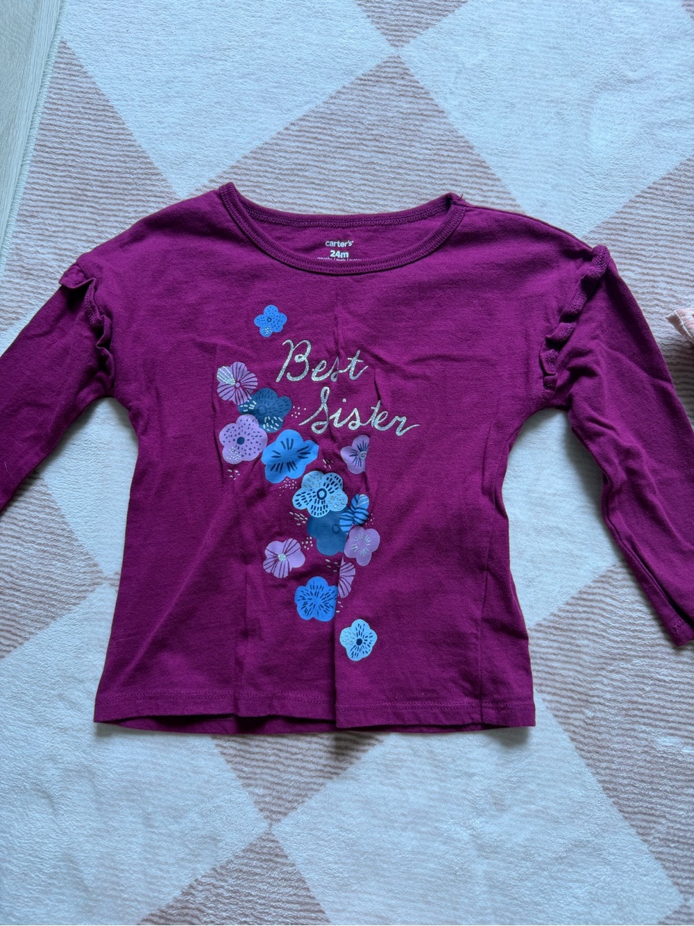 Carter's Plum Long-Sleeve Floral “Best Sister” Tee